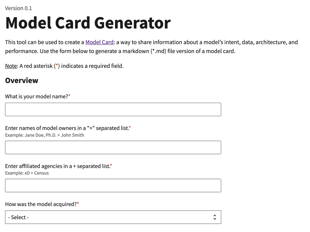 Model Card Generator